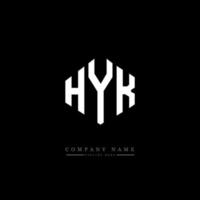 création de logo de lettre hyk avec forme de polygone. création de logo en forme de polygone et de cube hyk. modèle de logo vectoriel hyk hexagone couleurs blanches et noires. monogramme hyk, logo d'entreprise et immobilier.