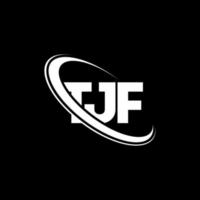 logo tjf. lettre tjf. création de logo de lettre tjf. initiales logo tjf liées avec un cercle et un logo monogramme majuscule. typographie tjf pour la technologie, les affaires et la marque immobilière. vecteur