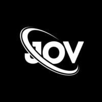 logo jov. lettre jov. création de logo de lettre jov. initiales logo jov liées avec un cercle et un logo monogramme majuscule. typographie jov pour la technologie, les affaires et la marque immobilière. vecteur