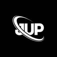 logo jup. lettre jup. création de logo de lettre jup. initiales jup logo lié avec cercle et logo monogramme majuscule. typographie jup pour la marque technologique, commerciale et immobilière. vecteur