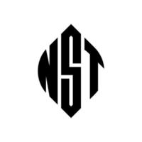 création de logo de lettre de cercle nst avec forme de cercle et d'ellipse. nst lettres ellipse avec style typographique. les trois initiales forment un logo circulaire. nst cercle emblème abstrait monogramme lettre marque vecteur. vecteur