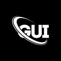 logo de l'interface graphique. lettre gui. création de logo de lettre gui. initiales logo gui liées avec un cercle et un logo monogramme majuscule. typographie gui pour la technologie, les affaires et la marque immobilière. vecteur