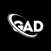 gad logo. bonne lettre. création de logo de lettre gad. initiales logo gad liées par un cercle et un logo monogramme majuscule. typographie gad pour la technologie, les affaires et la marque immobilière. vecteur