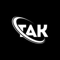 tak logo. prendre la lettre. création de logo de lettre tak. initiales logo tak liées avec un cercle et un logo monogramme majuscule. tak typographie pour la technologie, les affaires et la marque immobilière. vecteur