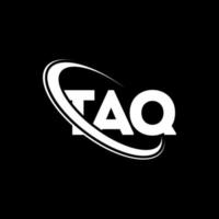 logo taq. lettre taq. création de logo de lettre taq. initiales taq logo lié avec cercle et logo monogramme majuscule. typographie taq pour la technologie, les affaires et la marque immobilière. vecteur