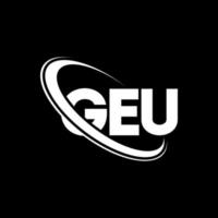 logo gueu. lettre de gueu. création de logo de lettre gueu. initiales logo geu liées avec un cercle et un logo monogramme majuscule. typographie geu pour la technologie, les affaires et la marque immobilière. vecteur