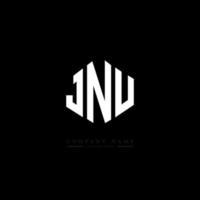 création de logo de lettre jnu avec forme de polygone. création de logo en forme de polygone et de cube jnu. modèle de logo vectoriel jnu hexagone couleurs blanches et noires. monogramme jnu, logo d'entreprise et immobilier.
