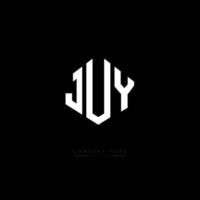création de logo de lettre juy avec forme de polygone. création de logo en forme de polygone et de cube. modèle de logo vectoriel hexagone juy couleurs blanches et noires. monogramme de juy, logo d'entreprise et immobilier.