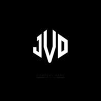 création de logo de lettre jvo avec forme de polygone. création de logo en forme de polygone et de cube jvo. modèle de logo vectoriel jvo hexagone couleurs blanches et noires. monogramme jvo, logo d'entreprise et immobilier.