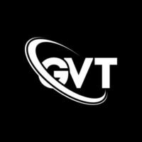 logo gvt. lettre gvt. création de logo de lettre gvt. initiales logo gvt liées avec un cercle et un logo monogramme majuscule. typographie gvt pour la marque technologique, commerciale et immobilière. vecteur