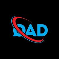logo qad. qad lettre. création de logo de lettre qad. initiales logo qad liées avec un cercle et un logo monogramme majuscule. typographie qad pour la marque technologique, commerciale et immobilière. vecteur
