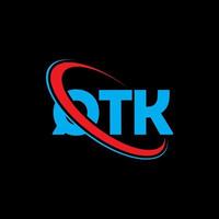 logo QTK. lettre qtk. création de logo de lettre qtk. initiales logo qtk liées avec un cercle et un logo monogramme majuscule. typographie qtk pour la technologie, les affaires et la marque immobilière. vecteur