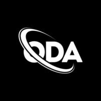 logo de l'oda. lettre d'oda. création de logo de lettre oda. initiales logo oda liées avec un cercle et un logo monogramme majuscule. typographie oda pour la technologie, les affaires et la marque immobilière. vecteur