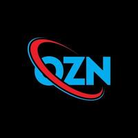 logo ozn. lettre d'ozn. création de logo de lettre ozn. initiales logo ozn liées avec un cercle et un logo monogramme majuscule. typographie ozn pour la technologie, les affaires et la marque immobilière. vecteur