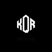 création de logo de lettre kqr avec forme de polygone. création de logo en forme de polygone et de cube kqr. modèle de logo vectoriel kqr hexagone couleurs blanches et noires. monogramme kqr, logo d'entreprise et immobilier.