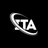 c'est le logo. cette lettre. création de logo de lettre ita. initiales ita logo lié avec cercle et logo monogramme majuscule. ita typographie pour la technologie, les affaires et la marque immobilière. vecteur