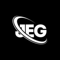 logo jeg. lettre jeg. création de logo de lettre jeg. initiales logo jeg liées avec un cercle et un logo monogramme majuscule. typographie jeg pour la technologie, les affaires et la marque immobilière. vecteur