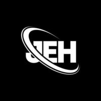 logo jeh. lettre de jeh. création de logo de lettre jeh. initiales jeh logo liées avec un cercle et un logo monogramme majuscule. typographie jeh pour la marque technologique, commerciale et immobilière. vecteur