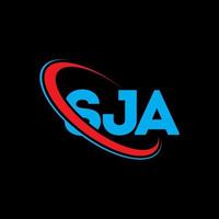 logo sj. lettre sja. création de logo de lettre sja. initiales logo sja liées avec un cercle et un logo monogramme majuscule. typographie sja pour la technologie, les affaires et la marque immobilière. vecteur
