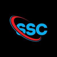 logo ssc. lettre ssc. création de logo de lettre ssc. initiales logo ssc liées par un cercle et un logo monogramme majuscule. typographie ssc pour la technologie, les affaires et la marque immobilière. vecteur