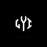 création de logo de lettre lyi avec forme de polygone. création de logo en forme de polygone et de cube lyi. modèle de logo vectoriel lyi hexagone couleurs blanches et noires. monogramme lyi, logo d'entreprise et immobilier.