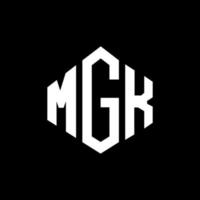 création de logo de lettre mgk avec forme de polygone. création de logo en forme de polygone et de cube mgk. modèle de logo vectoriel hexagone mgk couleurs blanches et noires. monogramme mgk, logo d'entreprise et immobilier.