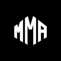 création de logo de lettre mma avec forme de polygone. création de logo en forme de polygone et de cube mma. modèle de logo vectoriel mma hexagone couleurs blanches et noires. monogramme mma, logo d'entreprise et immobilier.