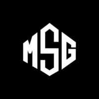 création de logo de lettre msg avec forme de polygone. création de logo en forme de polygone et de cube msg. modèle de logo vectoriel msg hexagone couleurs blanches et noires. monogramme msg, logo d'entreprise et immobilier.