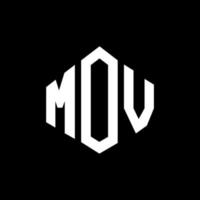 création de logo de lettre mov avec forme de polygone. création de logo en forme de polygone et de cube mov. modèle de logo vectoriel hexagone mov couleurs blanches et noires. monogramme mov, logo d'entreprise et immobilier.