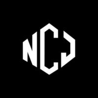 création de logo de lettre ncj avec forme de polygone. création de logo en forme de polygone et de cube ncj. modèle de logo vectoriel ncj hexagone couleurs blanches et noires. monogramme ncj, logo d'entreprise et immobilier.