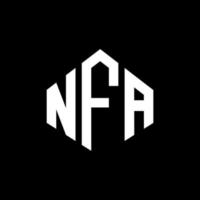 création de logo de lettre nfa avec forme de polygone. création de logo en forme de polygone et de cube nfa. modèle de logo vectoriel nfa hexagone couleurs blanches et noires. monogramme nfa, logo commercial et immobilier.