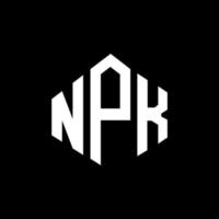 création de logo de lettre npk avec forme de polygone. création de logo en forme de polygone et de cube npk. modèle de logo vectoriel npk hexagone couleurs blanches et noires. monogramme npk, logo d'entreprise et immobilier.