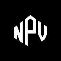création de logo de lettre npv avec forme de polygone. création de logo en forme de polygone et de cube npv. modèle de logo vectoriel npv hexagone couleurs blanches et noires. monogramme npv, logo commercial et immobilier.