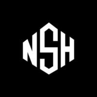 création de logo de lettre nsh avec forme de polygone. création de logo en forme de polygone et de cube nsh. modèle de logo vectoriel nsh hexagone couleurs blanches et noires. monogramme nsh, logo d'entreprise et immobilier.
