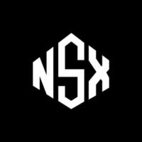 création de logo de lettre nsx avec forme de polygone. création de logo en forme de polygone et de cube nsx. modèle de logo vectoriel nsx hexagone couleurs blanches et noires. monogramme nsx, logo d'entreprise et immobilier.