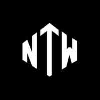 création de logo de lettre ntw avec forme de polygone. création de logo en forme de polygone et de cube ntw. modèle de logo vectoriel ntw hexagone couleurs blanches et noires. monogramme ntw, logo d'entreprise et immobilier.