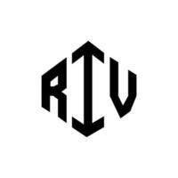 création de logo de lettre riv avec forme de polygone. création de logo en forme de polygone et de cube riv. modèle de logo vectoriel riv hexagone couleurs blanches et noires. monogramme riv, logo d'entreprise et immobilier.