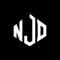 création de logo de lettre njd avec forme de polygone. création de logo en forme de polygone et de cube njd. modèle de logo vectoriel njd hexagone couleurs blanches et noires. monogramme njd, logo d'entreprise et immobilier.