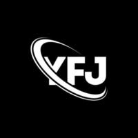 logo yfj. lettre yfj. création de logo de lettre yfj. initiales logo yfj liées avec un cercle et un logo monogramme majuscule. typographie yfj pour la technologie, les affaires et la marque immobilière. vecteur