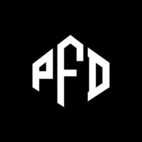 création de logo de lettre pfd avec forme de polygone. création de logo en forme de polygone et de cube pfd. modèle de logo vectoriel pfd hexagone couleurs blanches et noires. monogramme pfd, logo d'entreprise et immobilier.