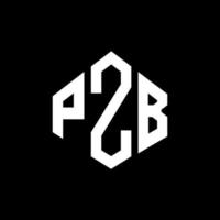 création de logo de lettre pzb avec forme de polygone. création de logo en forme de polygone et de cube pzb. modèle de logo vectoriel pzb hexagone couleurs blanches et noires. monogramme pzb, logo commercial et immobilier.