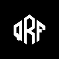 création de logo de lettre qrf avec forme de polygone. création de logo en forme de polygone et de cube qrf. modèle de logo vectoriel qrf hexagone couleurs blanches et noires. monogramme qrf, logo commercial et immobilier.