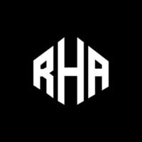 création de logo de lettre rha avec forme de polygone. création de logo en forme de polygone et de cube rha. modèle de logo vectoriel rha hexagone couleurs blanches et noires. monogramme rha, logo d'entreprise et immobilier.