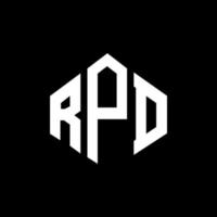 création de logo de lettre rpd avec forme de polygone. création de logo en forme de polygone et de cube rpd. modèle de logo vectoriel rpd hexagone couleurs blanches et noires. monogramme rpd, logo commercial et immobilier.