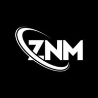 logo znm. lettre znm. création de logo de lettre znm. initiales logo znm liées avec un cercle et un logo monogramme majuscule. typographie znm pour la technologie, les affaires et la marque immobilière. vecteur