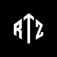 création de logo de lettre rtz avec forme de polygone. création de logo en forme de polygone et de cube rtz. modèle de logo vectoriel hexagone rtz couleurs blanches et noires. monogramme rtz, logo d'entreprise et immobilier.