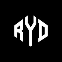 création de logo de lettre ryd avec forme de polygone. création de logo en forme de polygone et de cube ryd. modèle de logo vectoriel ryd hexagone couleurs blanches et noires. monogramme ryd, logo d'entreprise et immobilier.