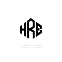 création de logo de lettre hre avec forme de polygone. création de logo en forme de polygone et de cube. modèle de logo vectoriel hre hexagone couleurs blanches et noires. hre monogramme, logo d'entreprise et immobilier.