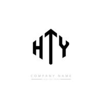 création de logo de lettre hty avec forme de polygone. création de logo hty en forme de polygone et de cube. modèle de logo vectoriel hty hexagone couleurs blanches et noires. monogramme hty, logo d'entreprise et immobilier.