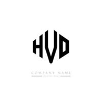 création de logo de lettre hvo avec forme de polygone. création de logo en forme de polygone et de cube hvo. modèle de logo vectoriel hvo hexagone couleurs blanches et noires. monogramme hvo, logo d'entreprise et immobilier.